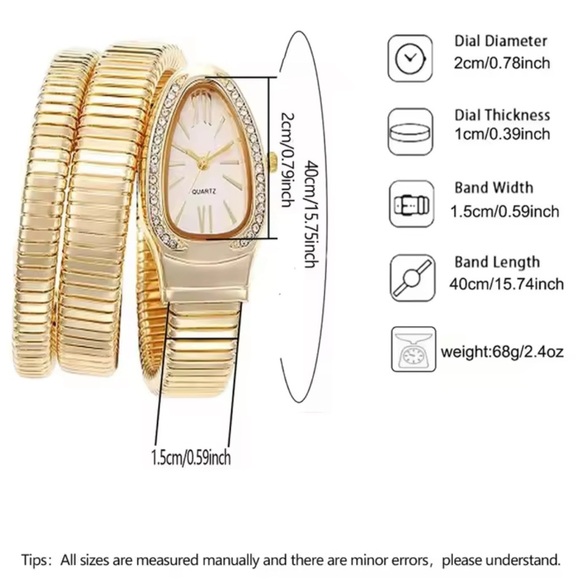 Serpent serpentine snake classic Gold Women's Watch with Black Dial - Picture 3 of 10